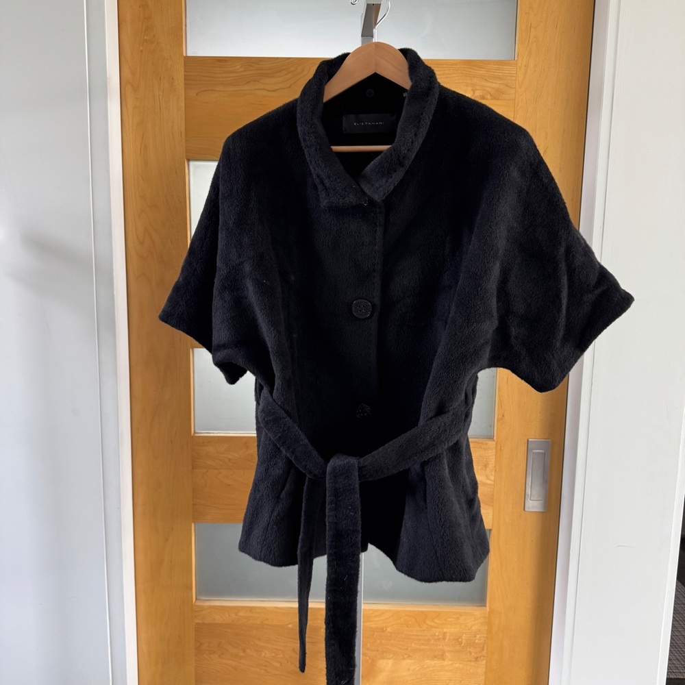 Elie Tahari Black Teddy Jacket with Belt